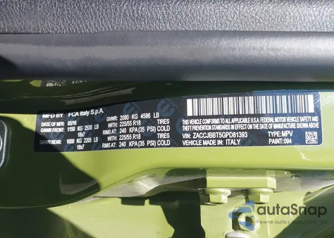 2016 Jeep Renegade 75Th Anniversary from USA, damaged, VIN ZACCJBBT5GPD81393